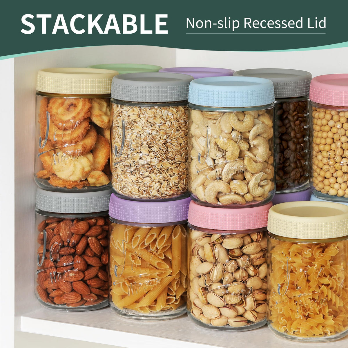 6 Pack 16 oz Glass Containers with Lids H6615
