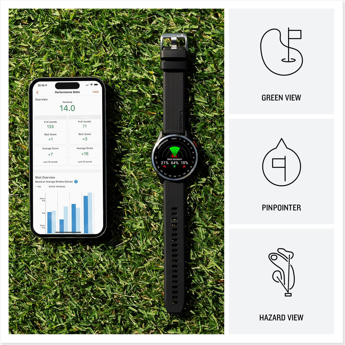 Golf GPS Smartwatch 43mm Black P272