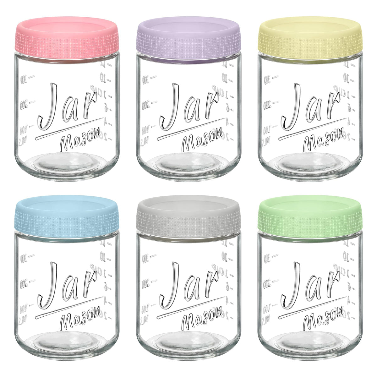6 Pack 16 oz Glass Containers with Lids H6615