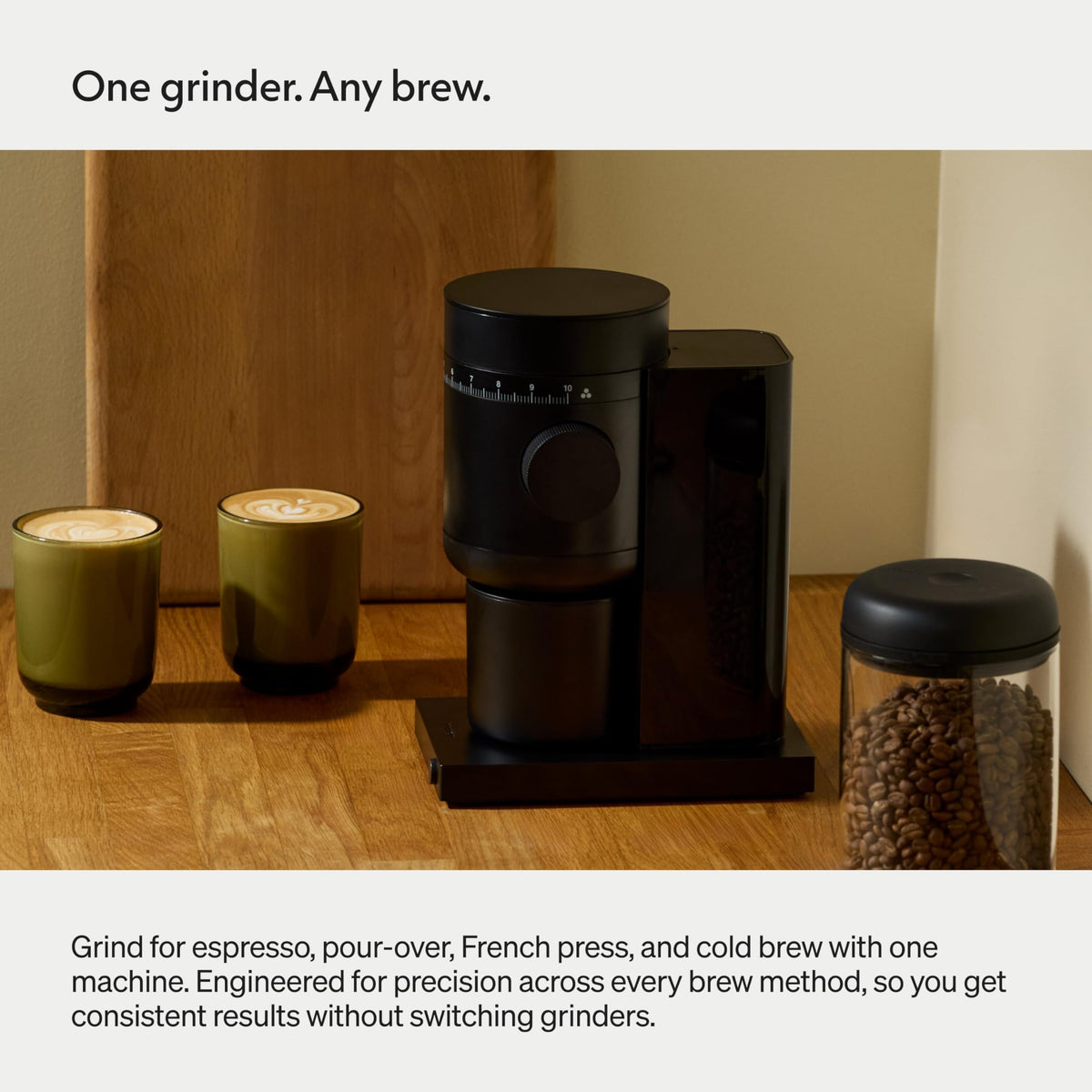 Electric Conical Burr Coffee Grinder, 48 mm Burrs, Black F11830