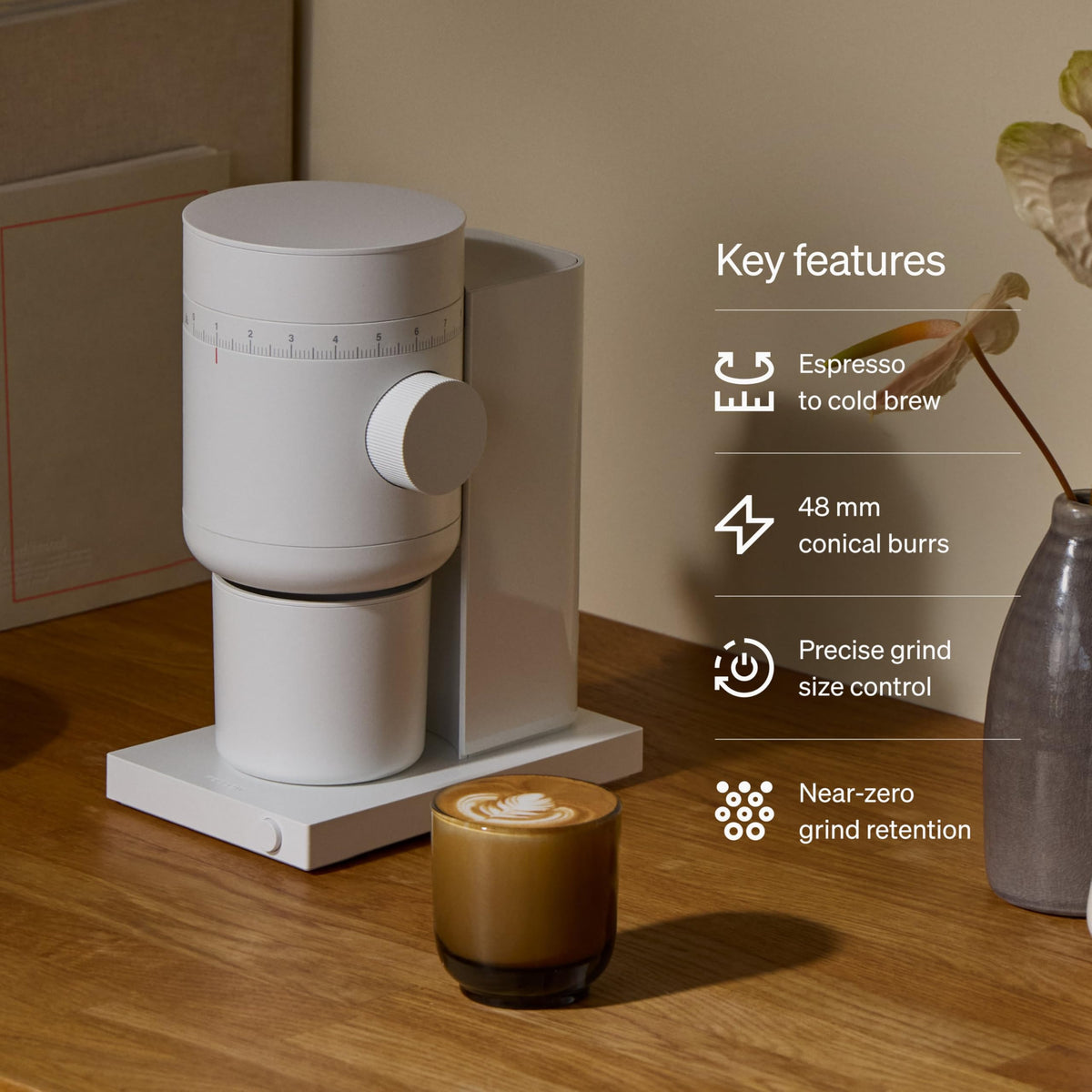 Electric Conical Burr Coffee Grinder, 48 mm Burrs, Black F11830