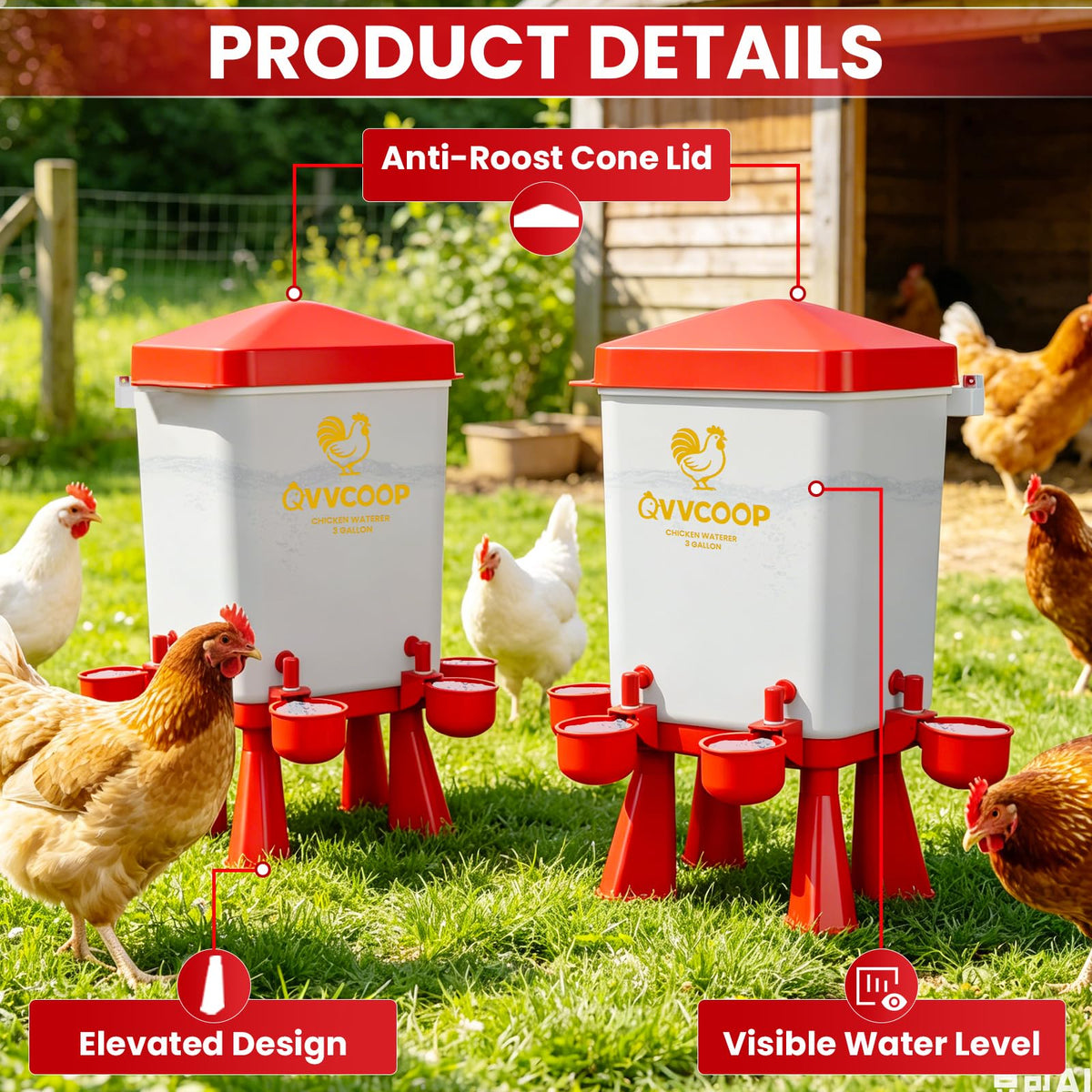 3 Gallon Automatic Chicken Waterer with 10 Cups T452