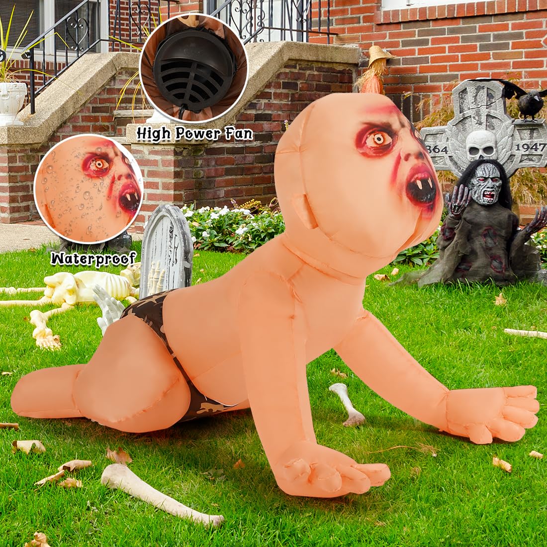 4 FT Inflatable Zombie with Built-in LEDs K890195