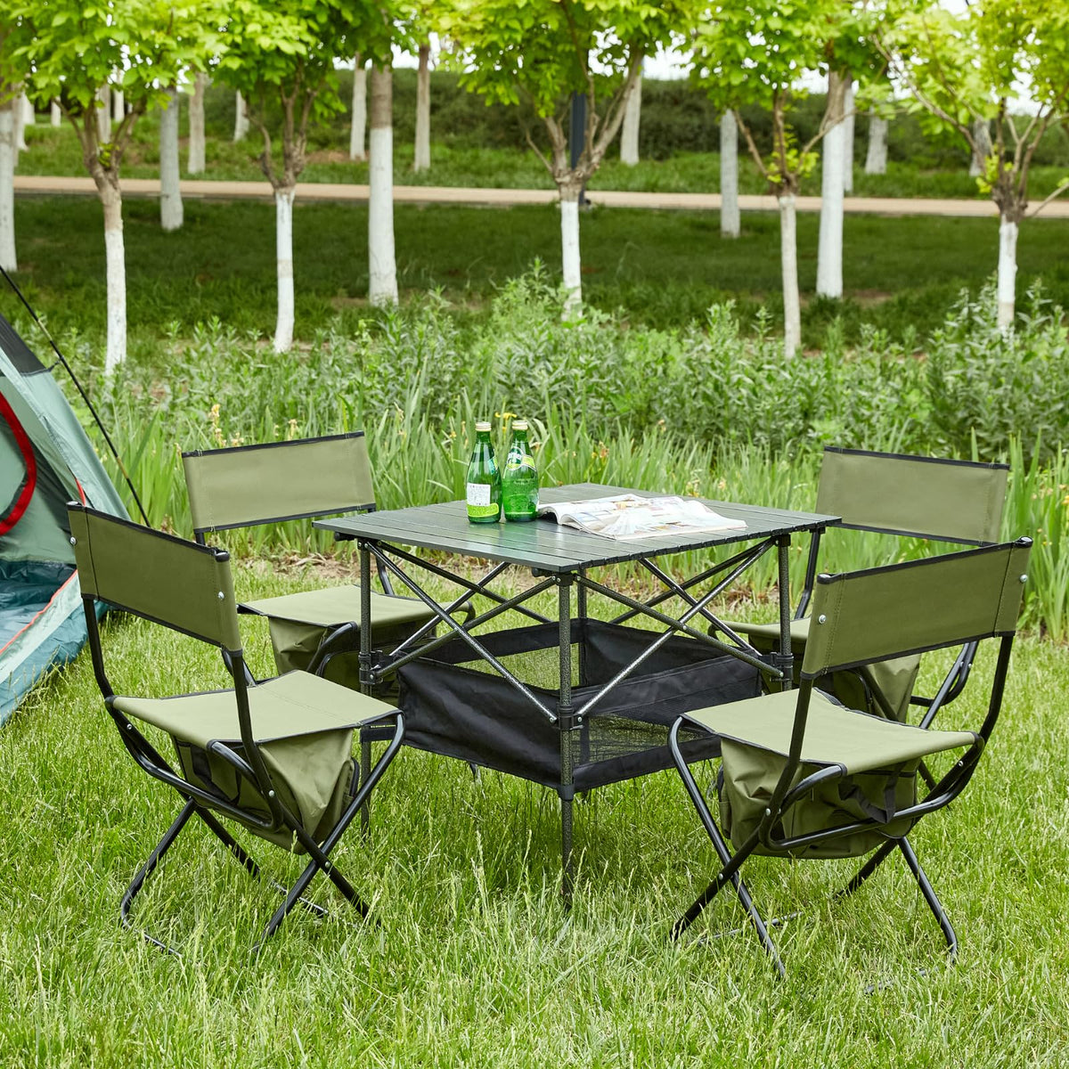 Folding Camping Chair with Storage Bag, 2 Pack, Green S3371