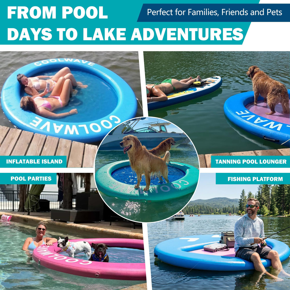 Inflatable Water Hammock Floating Dock with Cup Holders R953435