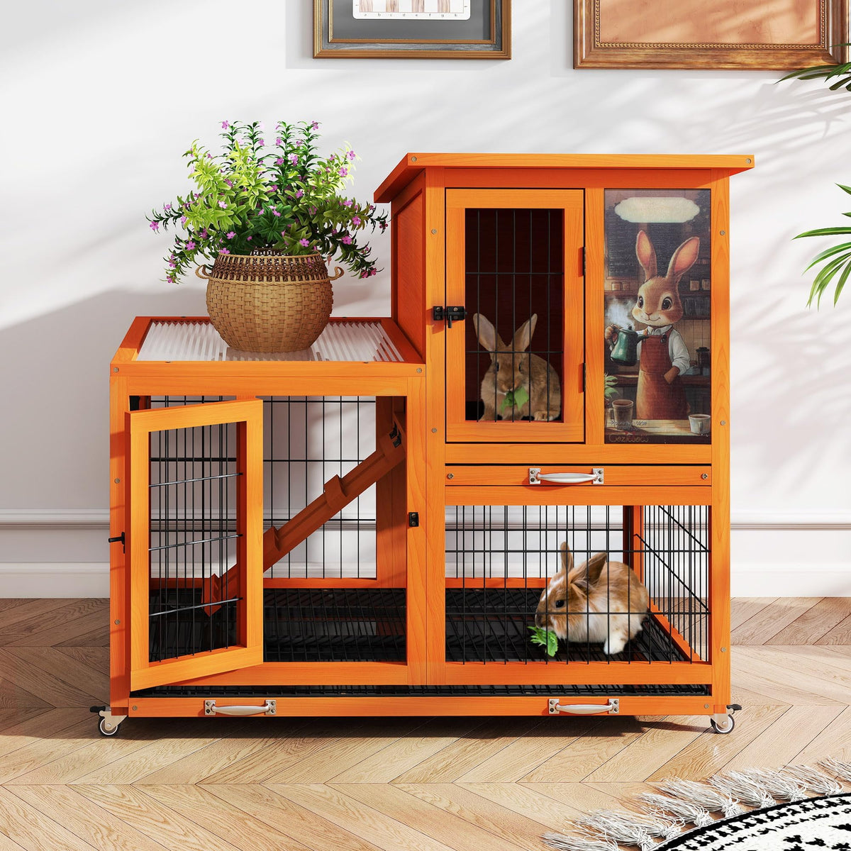 Rabbit Hutch with Wire Floor & Removable Tray D2696